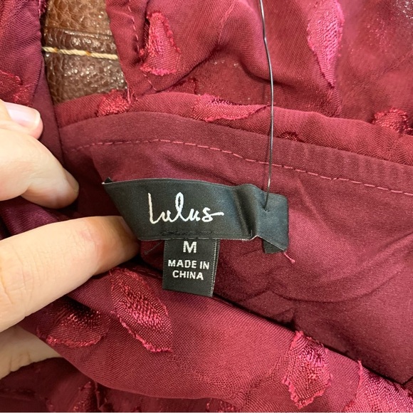 Lulus Forever Be Burgundy Floral Ruffle One-Shoulder Maxi Dress Size M Romantic - Picture 8 of 15